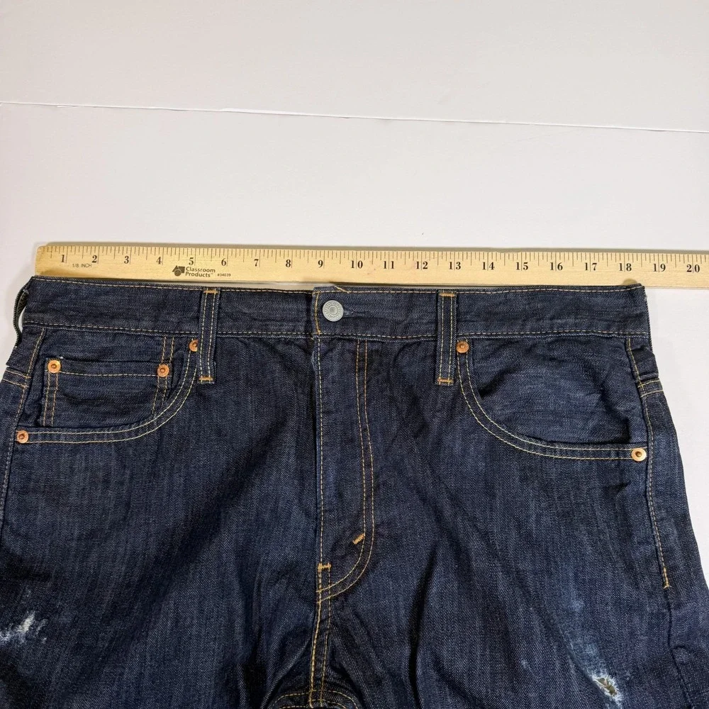 Levi's 569 Straight Leg Jeans Mens 34x32 Blue Denim Dark Wash Contract Stitching